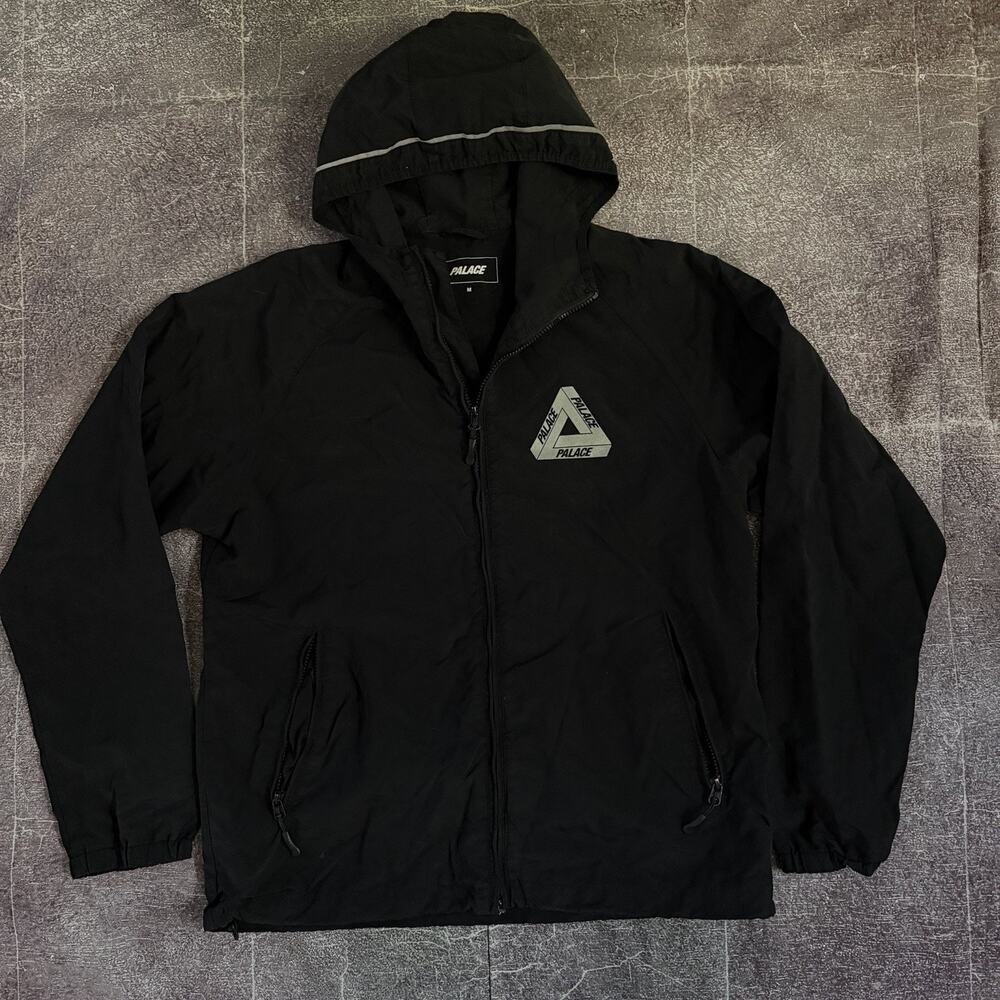 Men's Palace 3M Black Crank Full Zip Up Windbreaker Lightweight Jacket Sz M FW17